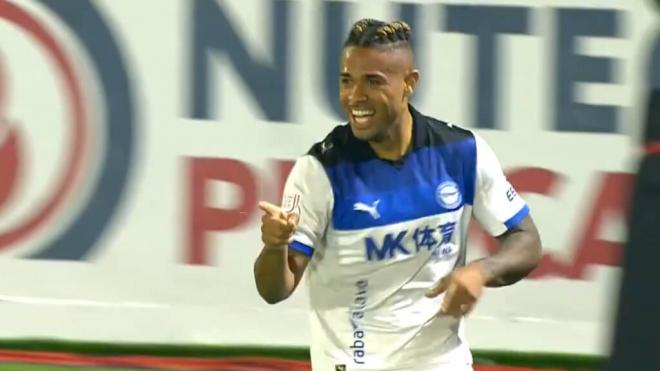 Mariano celebra su gol en el Alavés (Movistar)