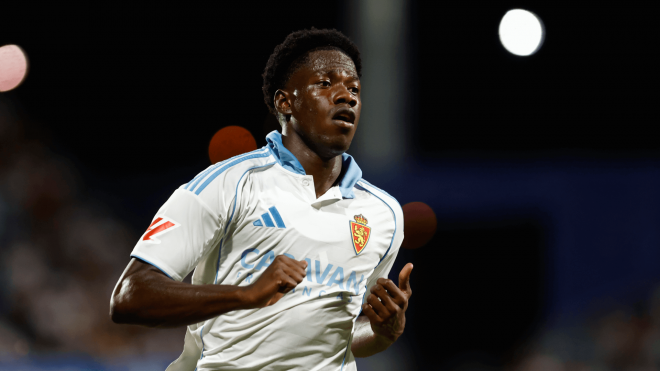 Yussif Saidu, en un partido con el Real Zaragoza (Foto: LaLiga).