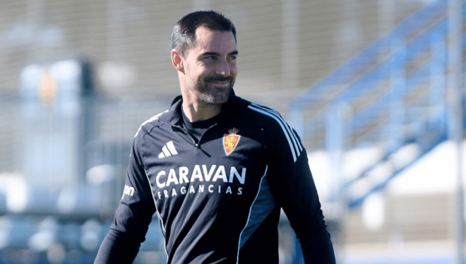 Rubén Sellés, durante un entrenamiento del Real Zaragoza (Foto: X).