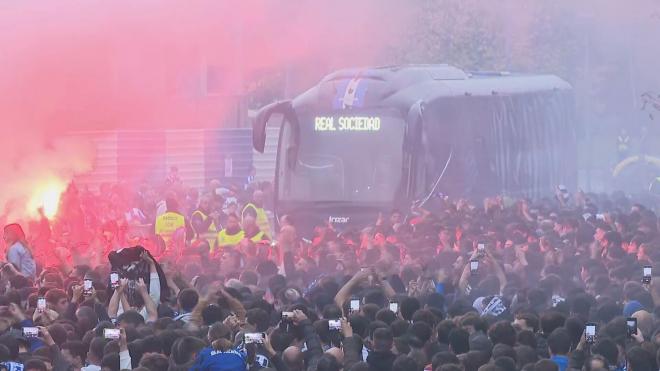 Recibimiento a la Real Sociedad en Anoeta.