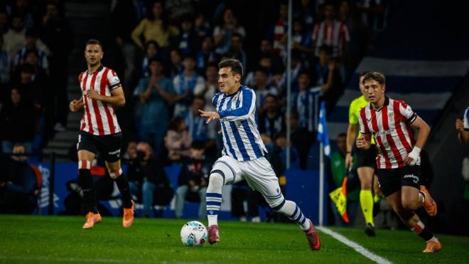 Ander Barrenetxea, durante el derbi vasco (Foto: Real Sociedad).