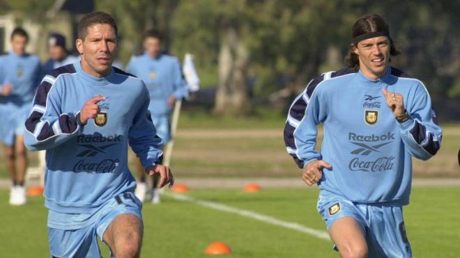 Simeone y Almeyda, en la selección argentina.