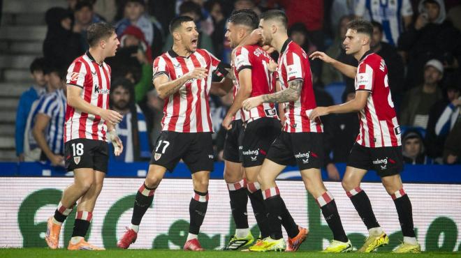 Gol ante la Real Sociedad en el reciente derbi vasco de Anoeta (Foto: Athletic Club).