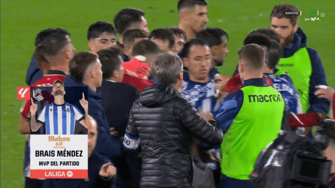 La tangana final del derbi vasco Real Sociedad-Athletic Club de Anoeta.