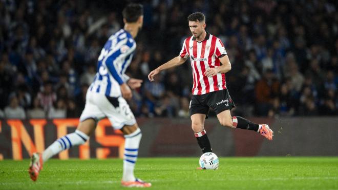 Aymeric Laporte, en el derbi ante la Real Sociedad en Anoeta (Foto: Athletic Club).