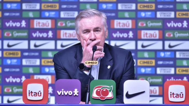 Carlo Ancelotti en una rueda de prensa con Brasil (Cordon Press)