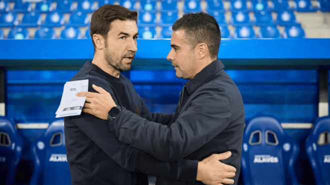 Gabi Fernández y Fran Justo, en un Zaragoza-Mirandés (Foto: LaLiga).