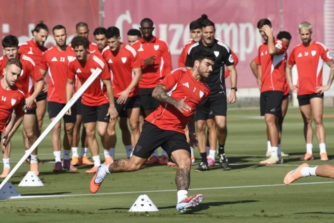 Isaac Romero, en el entrenamiento de este martes (Foto: Kiko Hurtado).