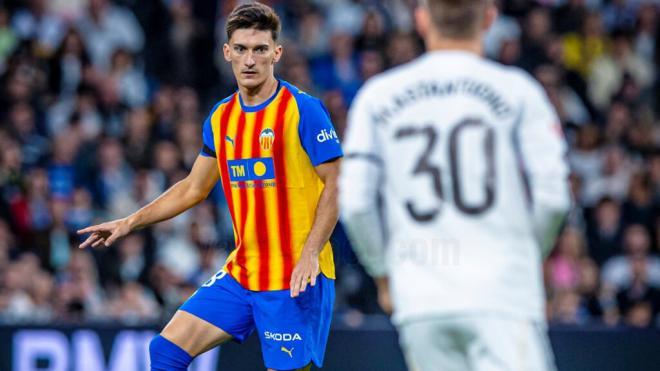 Pepelu en el partido en el Santiago Bernabéu (Foto: Valencia CF en X)