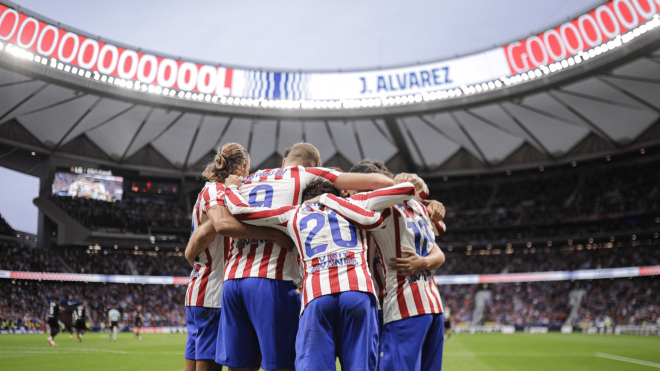 Los jugadores del Atlético celebran un gol en el Metropolitano (Foto: ATM).