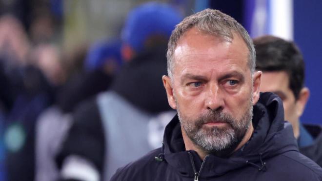 Hansi Flick durante el partido contra el Brujas (Fuente: EFE)