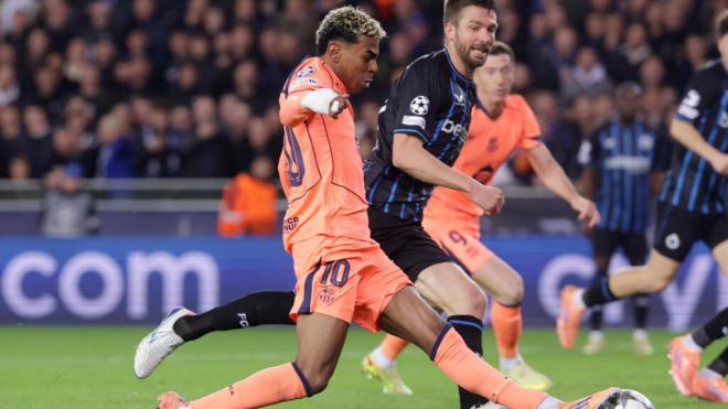 El gol de Lamine Yamal ante el Brujas (Fuente: EFE)