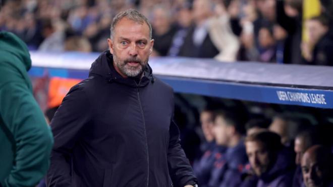 Hansi Flick durante el partido contra el Brujas (Fuente: EFE)