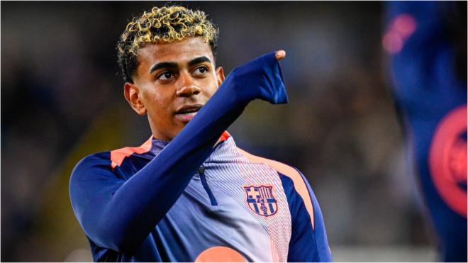 Lamine Yamal antes del partido contra el Brujas (Cordon Press)