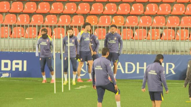 Nico González entrenando con el grupo (Fuente: Telemadrid)