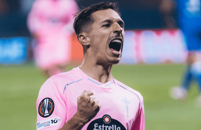 Bryan Zaragoza ante el Dinamo Zagreb (Foto: Celta).