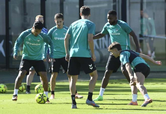 Los jugadores del Betis, en el entrenamiento previo al partido de Valencia (Foto: Kiko Hurtado).