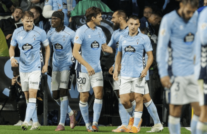 El Celta celebra un gol ante el Barcelona (Foto: LaLiga).