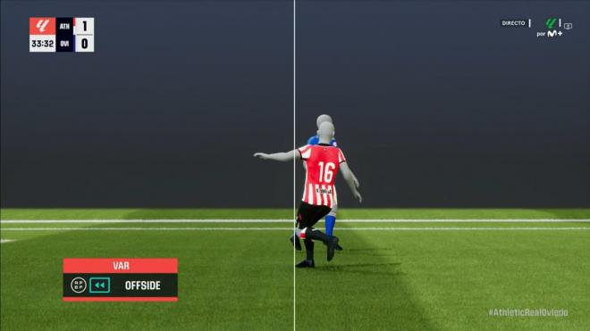 El fuera de juego por el talón de Ilyas Chaira. (Movistar)