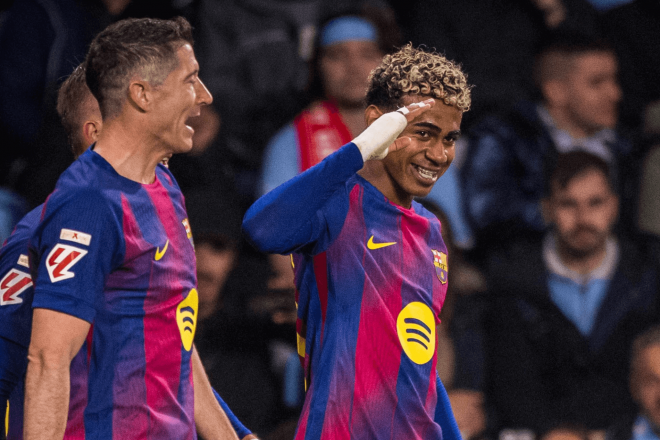 Lamine Yamal celebra su gol en el Celta-Barcelona (Foto: FCB).