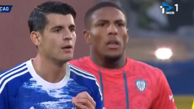 Álvaro Morata en el partido contra el Cagliari (Captura de redes sociales)