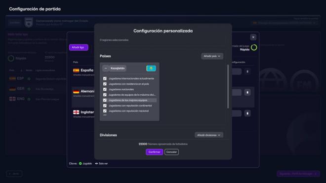 El único requisito es la inclusión de los jugadores de Kazajistán, lo cual no aumenta en exceso.
