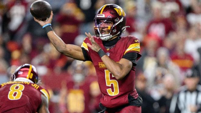 Jayden Daniels durante un partido de los Commanders (Foto: Cordon Press)