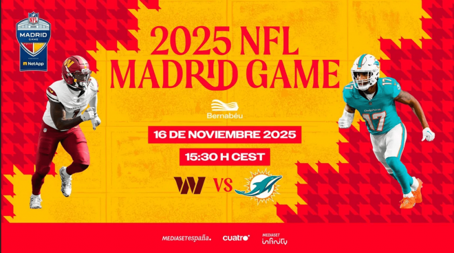 NFL Madrid Game 2025 en Cuatro y Mediaset Infinity
