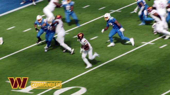 Jacory Croskey-Merritt, running back de los Washington Commanders.