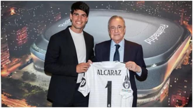 Carlos Alcaraz con Florentino Pérez. (Real Madrid)