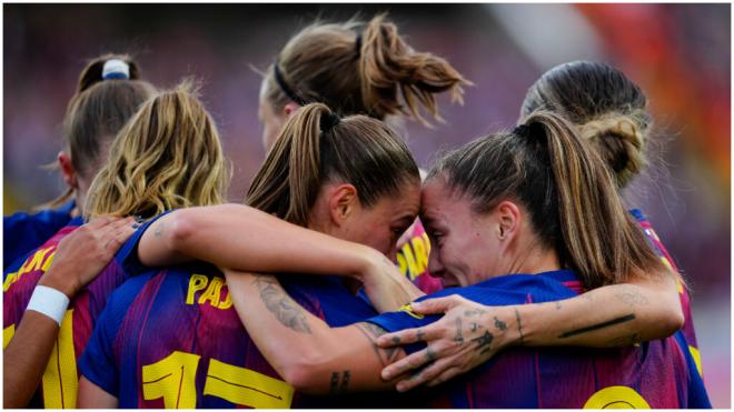 El Barceloan celebra el segundo gol de Ewa Pajor ante el Real Madrid. (EFE)