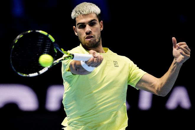 Carlos Alcaraz, en un punto ante Aliassime (Foto: Cordon Press)