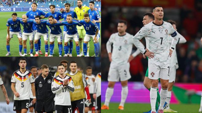 La Selección Italiana, Wirtz junto a varios compañeros y Cristiano Ronaldo (Montaje: Cordon Press