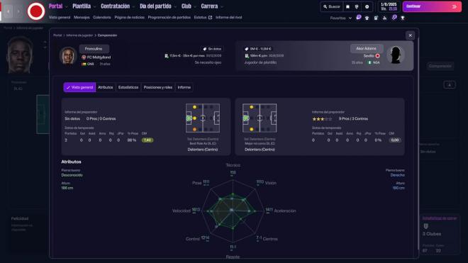 La comparación de Franculino con Akor Adams, un caso del error en Football Manager 26.