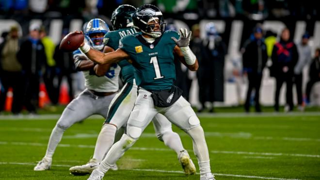 Jalen Hurts en el partido de los Eagles contra los Lions (Cordon Press)