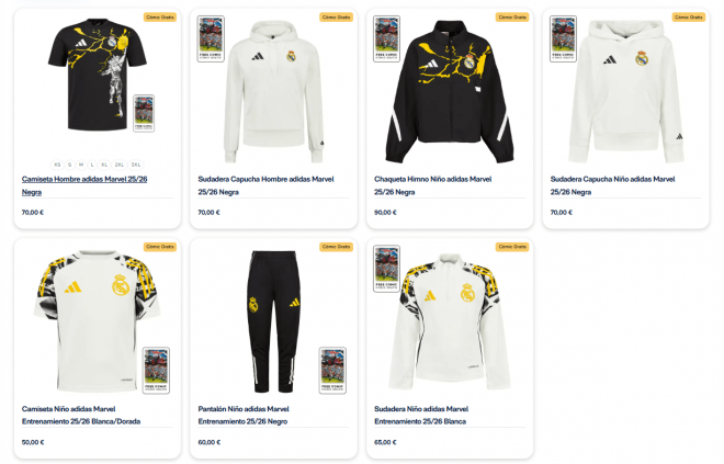 Algunos productos disponibles en la web del Real Madrid (Foto: shop.realmadrid.com)
