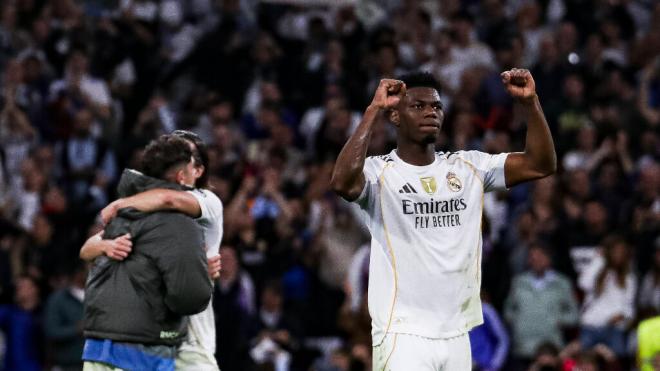 Tchouameni celebrando una victoria en el Bernabéu (Cordon Press)