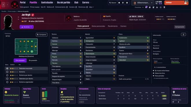 El perfil de Jan Virgili, uno de los más suculentos de entre los wonderkids dispuestos a funcionar