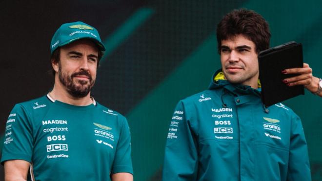 Fernando Alonso y Lance Stroll, en el Gran Premio de Brasil (Foto: Aston Martin).