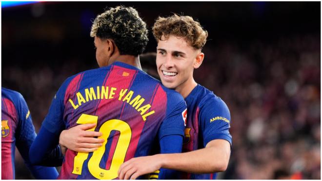 Fermín López pone el tercero ante el Athletic Club en el Camp Nou. (EFE)