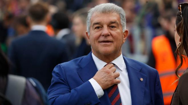 Joan Laporta ha elogiado el trabajo y la profesionalidad de Hansi Flick (foto: Cordon Press).