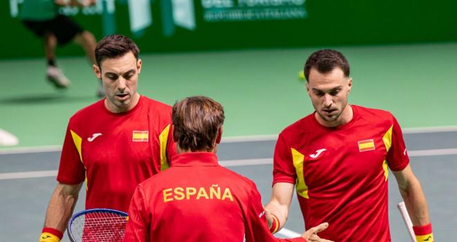 Marcel Granollers y Pedro Martínez, en las semis de la Copa Davis (Foto: RFET).