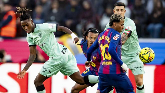 Nico Williams y su amigo Lamine Yamal en el aprtido del Camp Nou (Foto: Athletic Club).