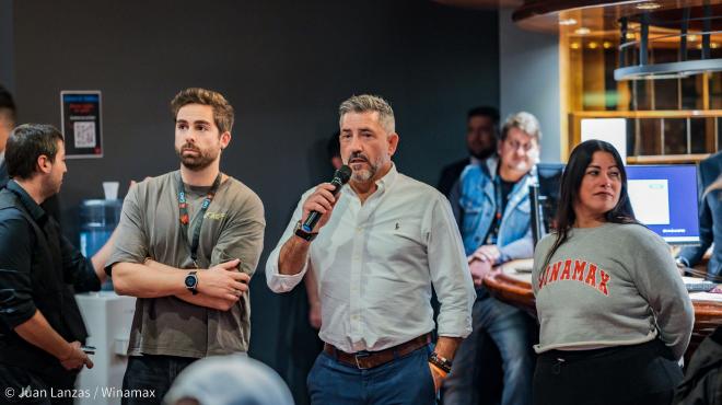 Álvar Margets (Winamax), Jaime Sánchez (CNP) y Deborah Leone (Winamax)