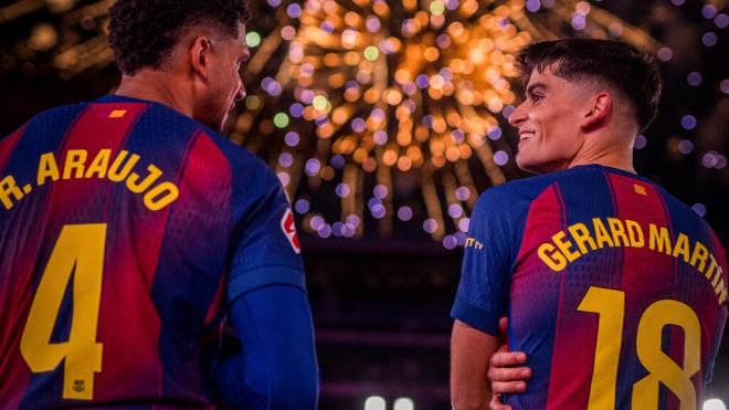 Ronald Araujo y Gerard Martín, en el primer partido en el Camp Nou (Foto: FCB en X)