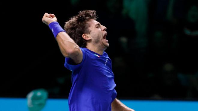 Flavio Cobolli dio el segundo punto a Italia ante España frente a Jaume Munar (foto: Cordon Press)