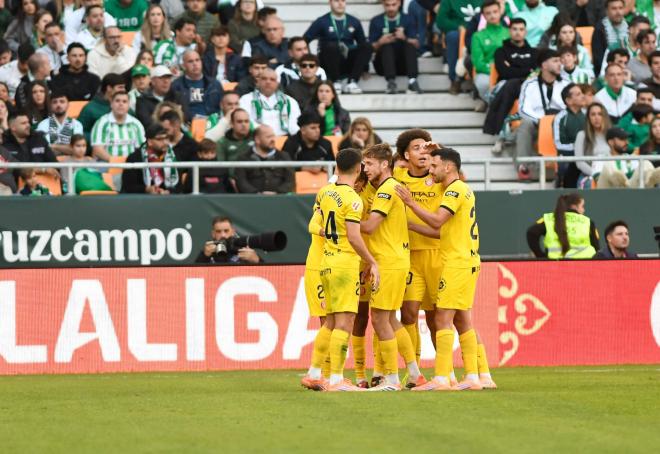 Celebración del gol del Girona ante el Betis (Foto: Kiko Hurtado).