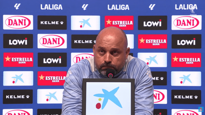 Manolo González, en sala de prensa antes del Espanyol-Sevilla.