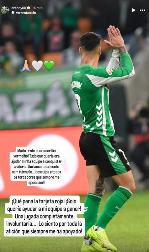 El mensaje publicado por Antony.