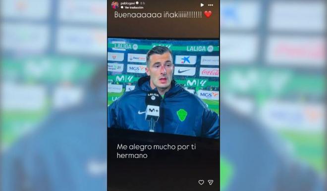 La story que subió Gavi tras el Elche 2-2 Real Madrid (Foto: Instagram)